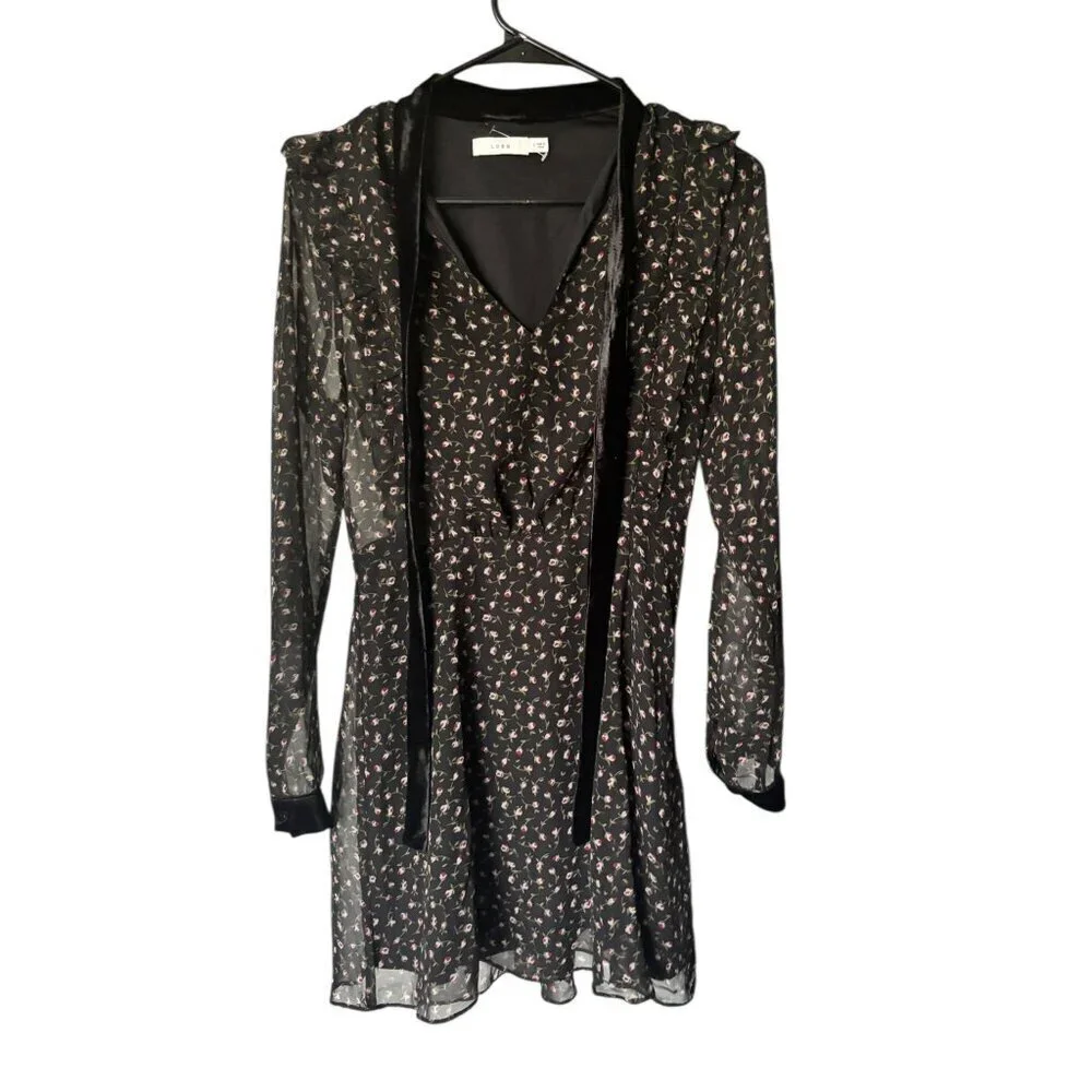 Lush Women's Black Floral Shear Short Dress